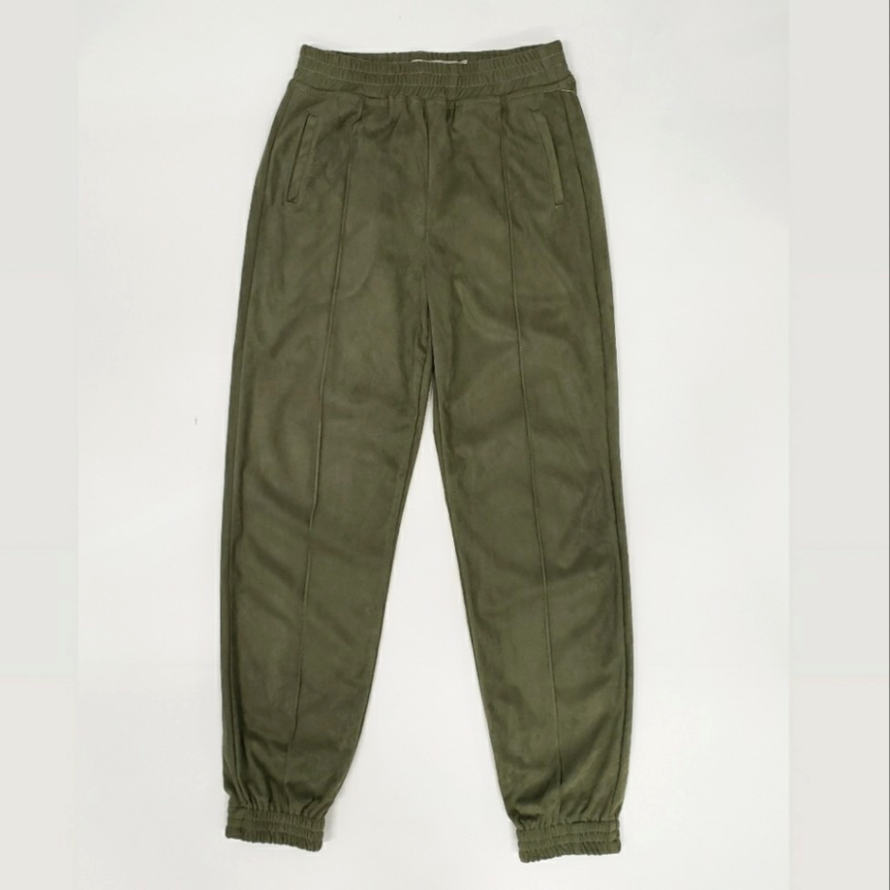 Girls Vegan Suede Winter Joggers Olive Green Size 10 NWOT